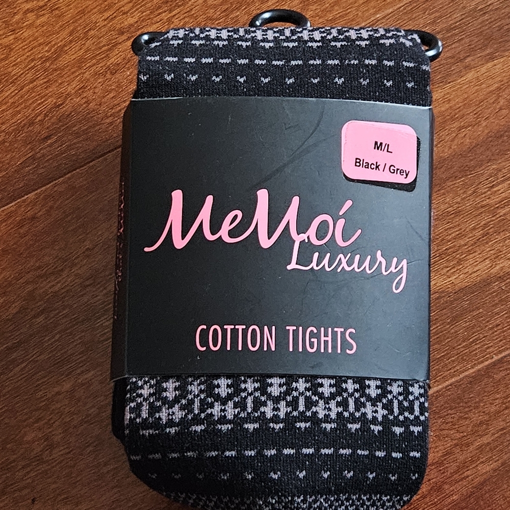 MeMoi Black and Grey Cotton Tights